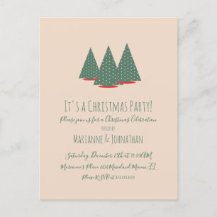 Simple Red Christmas Trees  Party  Postcard