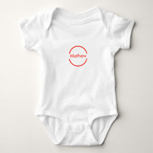 simple red circle add your name letter text baby bodysuit