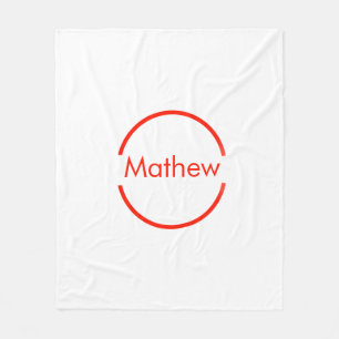 simple red circle add your name letter text fleece blanket