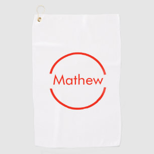 simple red circle add your name letter text golf towel