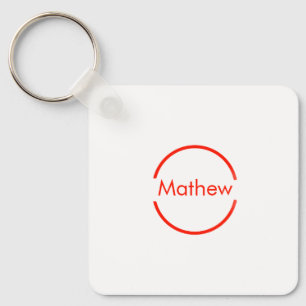 simple red circle add your name letter text keychain