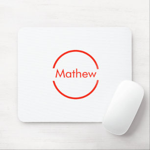 simple red circle add your name letter text mouse pad