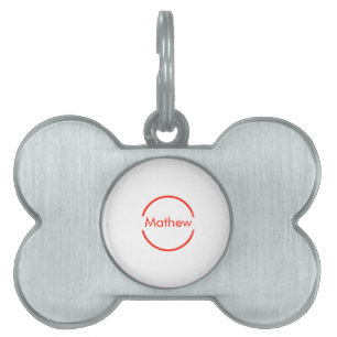 simple red circle add your name letter text pet ID tag