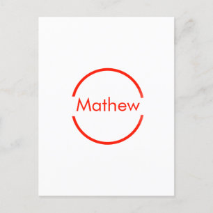 simple red circle add your name letter text postcard
