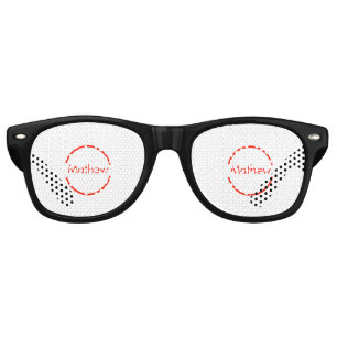 simple red circle add your name letter text retro sunglasses