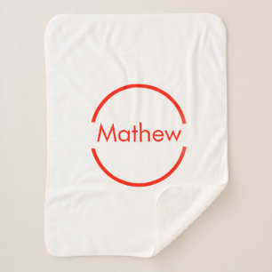 simple red circle add your name letter text sherpa blanket