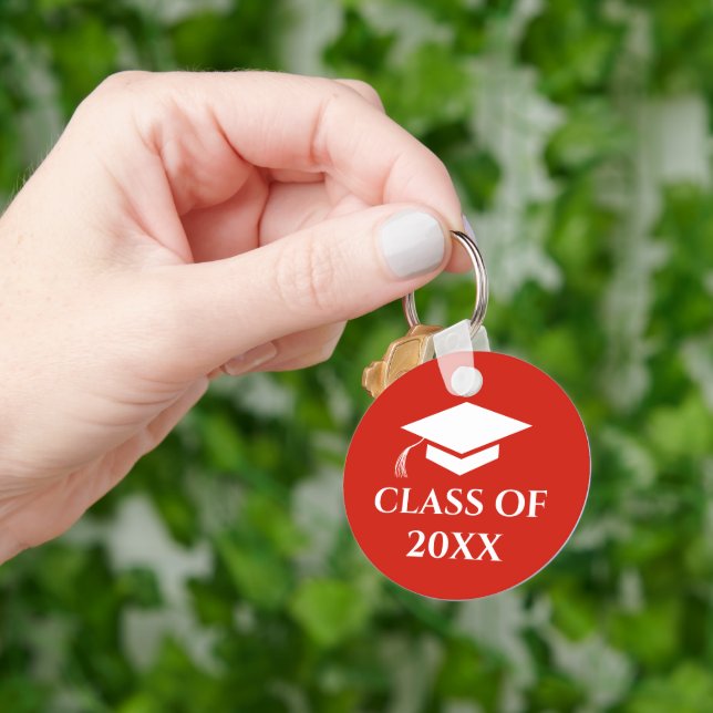 Simple Red Class of Graduation Keychain (Hand)