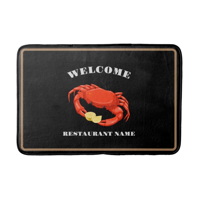 Simple Red crab corn seafood Restaurant logo name Bath Mat (Front)