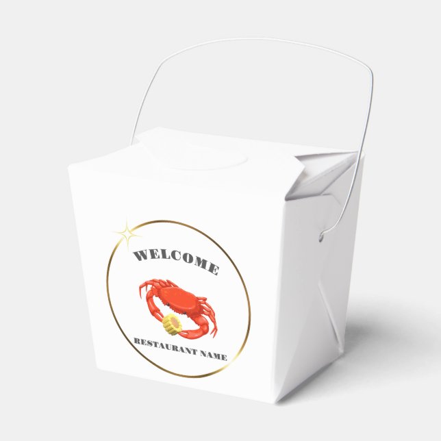 Simple Red crab corn seafood Restaurant logo name Favor Box (Front Side)