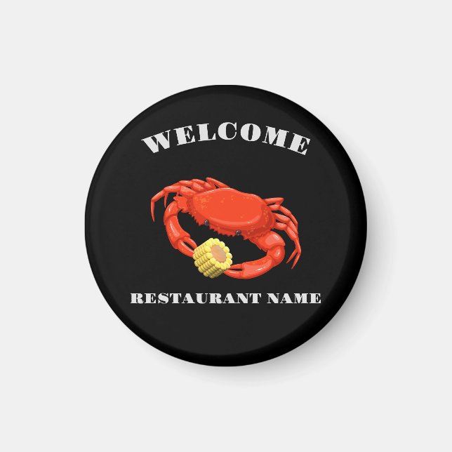 Simple Red crab corn seafood Restaurant logo name Magnet (Front)