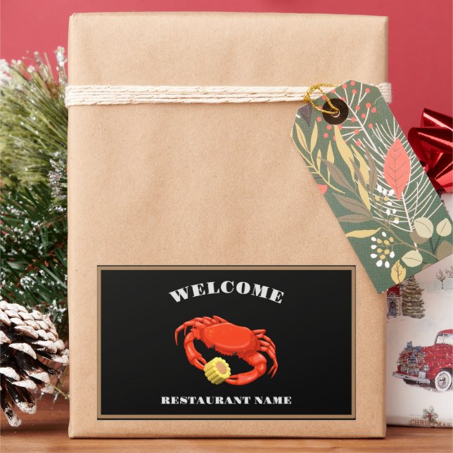 Simple Red crab corn seafood Restaurant logo name Sticker (Holiday)