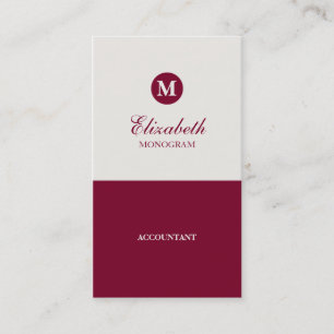 Simple Red & Cream Monogram Business Cards