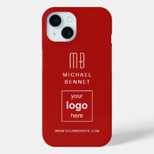 Simple Red Custom Business Logo iPhone 15 Case