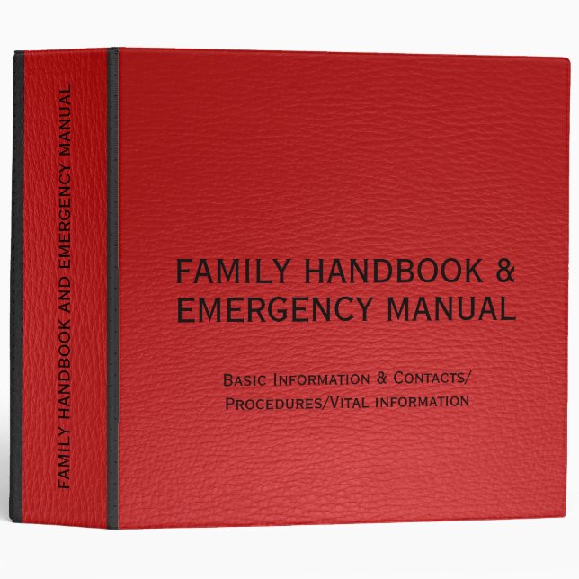 Simple Red Faux Leather Look Black Accents 2 Binder (Front/Spine)