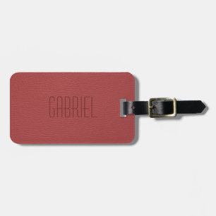 Simple Red Faux Leather Look Monogram Luggage Tag