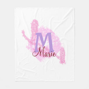 Simple red glitter monogram add your name letter c fleece blanket