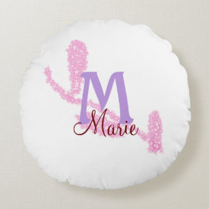 Simple red glitter monogram add your name letter c round pillow