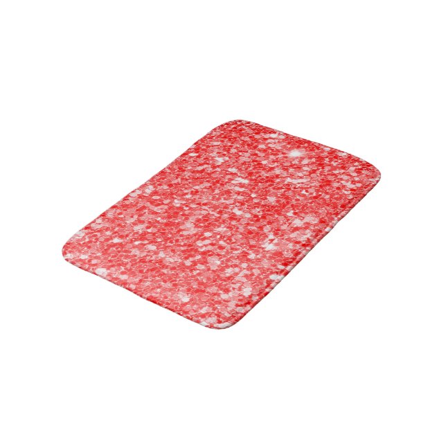Simple Red Glitter Pattern Bath Mat (Angled)