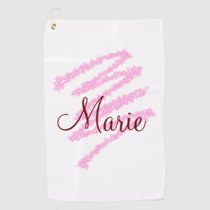 Simple red glitter sparkle add name monogram girly golf towel