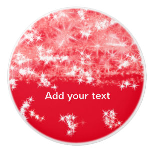 Simple red glitter sparkle stars add your text c t ceramic knob