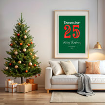 Simple Red Green Merry Christmas Family Photo