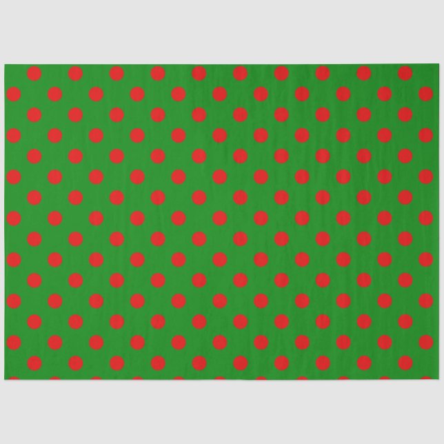 Simple Red Green Xmas Polka Dot Pattern  Tissue Paper (Front)