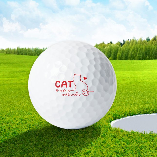 Simple Red Heart Cat Mom Mothers Day Golf Balls (Creator Uploaded)