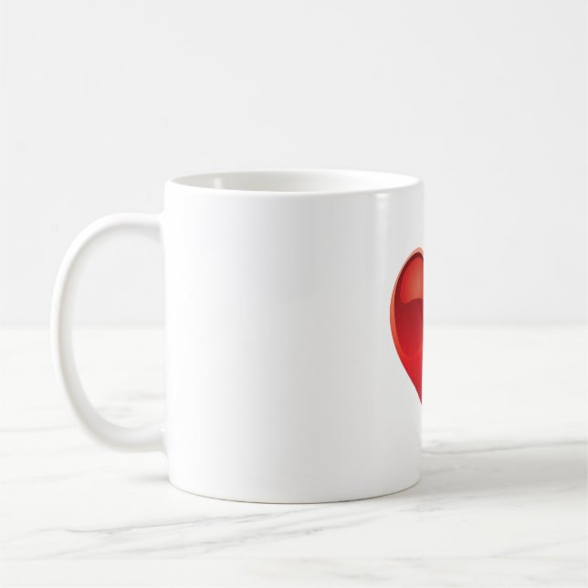 Simple red heart design 02 coffee mug (Left)