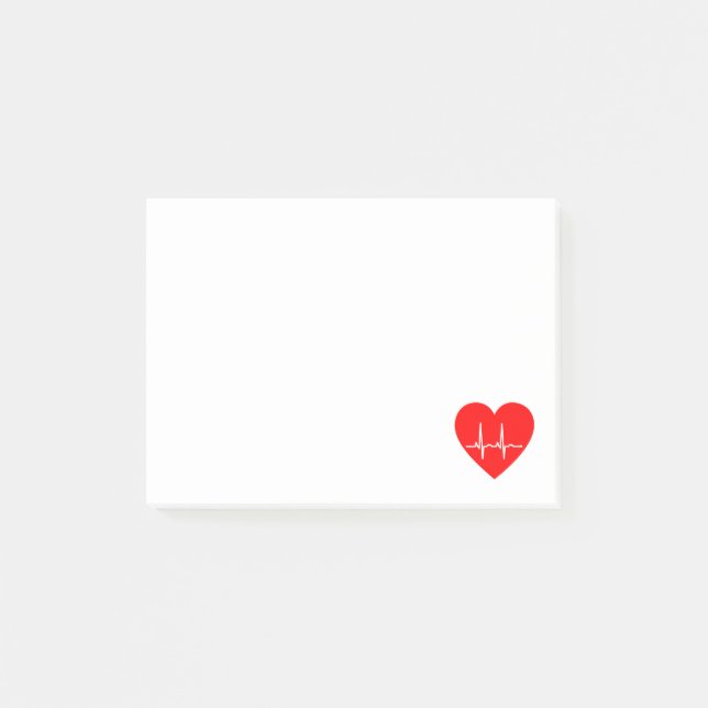 Simple Red Heart EKG Heart Monitor Post-it Notes (Front)