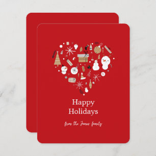 Simple Red Heart Gift Holiday Card