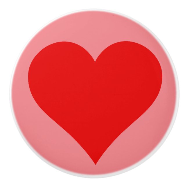 Simple Red Heart on Pink Background Ceramic Pull (Front)