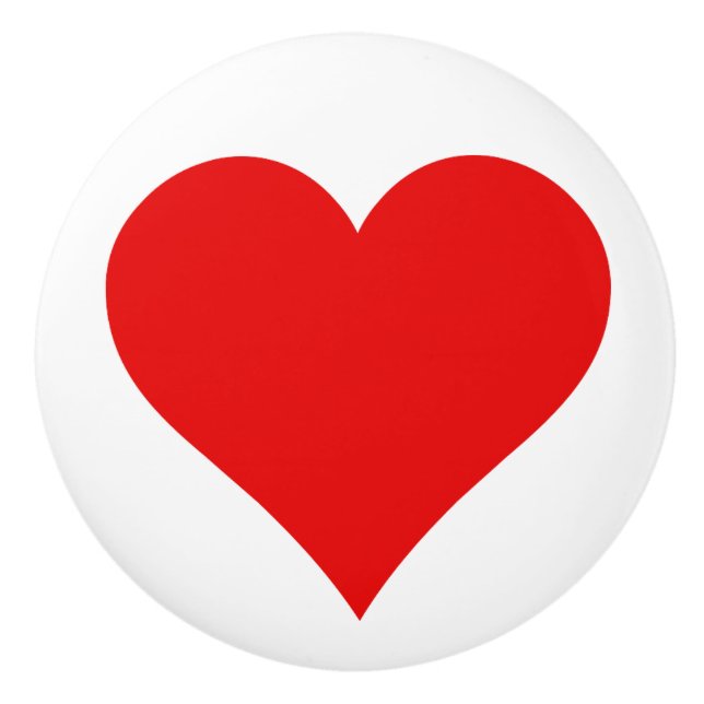 Simple Red Heart on White Background Ceramic Pull (Front)