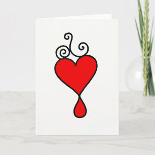 Simple Red Heart Swirls Card