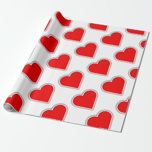 Simple red heart wrapping paper