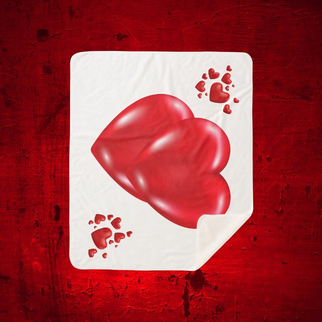 Simple Red Hearts on White Happy Valentine's Day | Sherpa Blanket (Creator Uploaded)