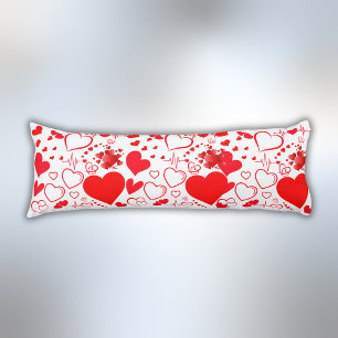 Simple Red Hearts Romantic Love On White   Body Pillow