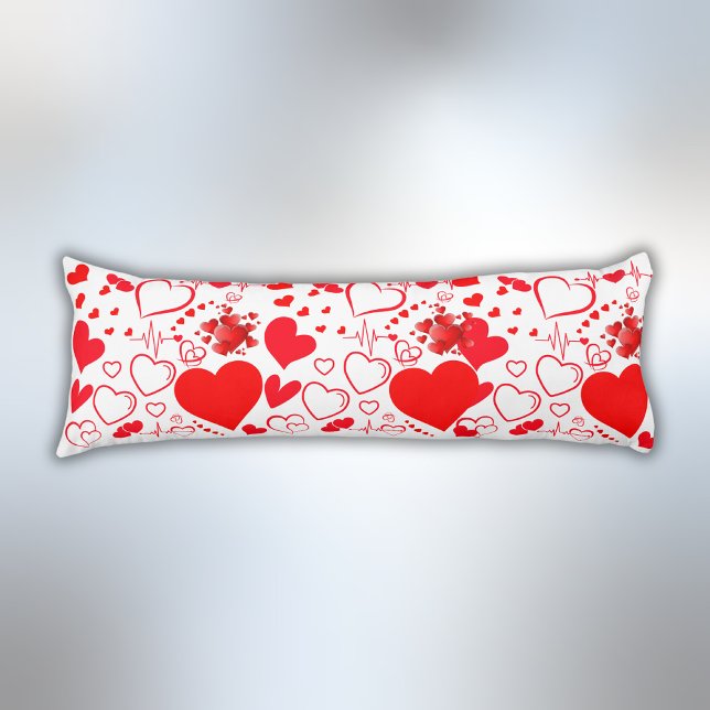 Simple Red Hearts Romantic Love On White | Body Pillow (Creator Uploaded)