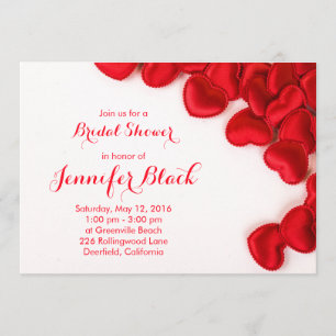 Simple Red Hearts Valentine's Bridal Shower Invitation
