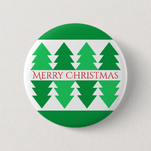 Simple Red Merry Christmas Green Tree Design 2 Inch Round Button