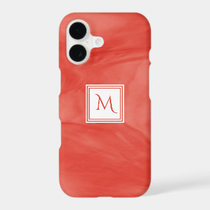 Simple Red Orange Subtle Marble Modern Monogram