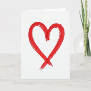 Simple Red Painted Heart Card