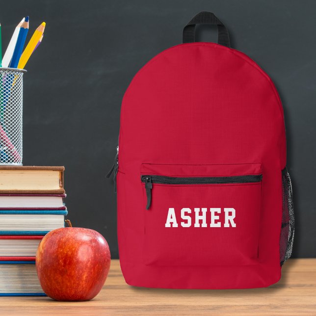 Simple Red Personalized  Printed Backpack (Creator Uploaded)