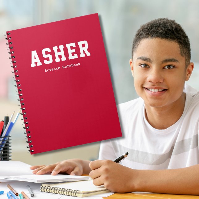 Simple Red Personalized School Subject  Notebook (Creator Uploaded)
