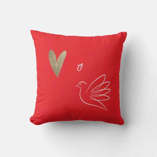 Simple Red Photo Christmas  Throw Pillow (Front)