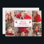Simple Red Photo Collage Modern Christmas Holiday Card<br><div class="desc">Modern photo Christmas card with a simple layout featuring a collage of six of your favourite family photos.  In the middle is the greeting "Merry Christmas" in an elegant script in red over a white background.  The back has your personalized message.</div>