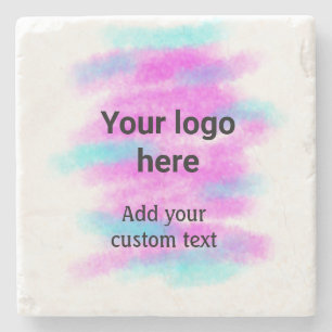 Simple red pi watercolor add your logo custom text stone coaster