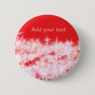 Simple red pink glitt sparkle stars add your text 2 inch round button