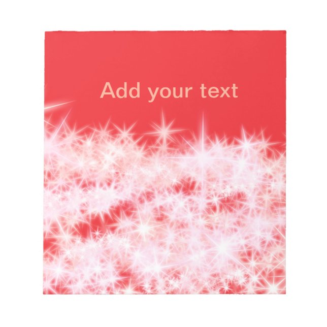 Simple red pink glitt sparkle stars add your text  notepad (Front)