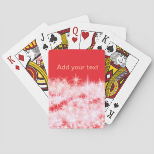 Simple red pink glitt sparkle stars add your text  playing cards