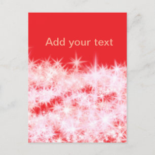 Simple red pink glitt sparkle stars add your text postcard